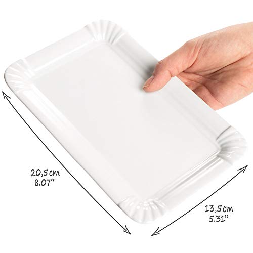 COM-FOUR® 6x Edel porseleinen borden - dessert bord in wit - serveer bord in friet design - 20,5 x 13,5 cm (06 stuks - plat) - Image 6