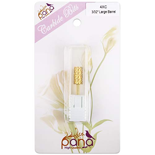 Pana Professional 3/32" Shank Size - Flat Top Large Barrel Gold Carbide Bit 4X Coarse Grit - Nail Drill Bit For Dremel Machine #TOP5