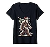 Photo Gallery donna bigfoot christmas tree lights xmas boys men sasquatch lovers maglietta con collo a v Photo Gallery donna bigfoot christmas tree lights xmas boys men sasquatch lovers maglietta con collo a v