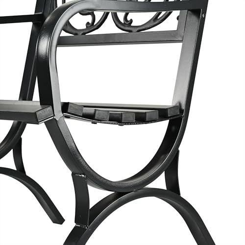 Relaxdays Gartenstuhl, mit Armlehnen, extra breit, Metall, Gartensessel antik, Vintage, HBT: 85,5 x 60 x 56 cm, schwarz