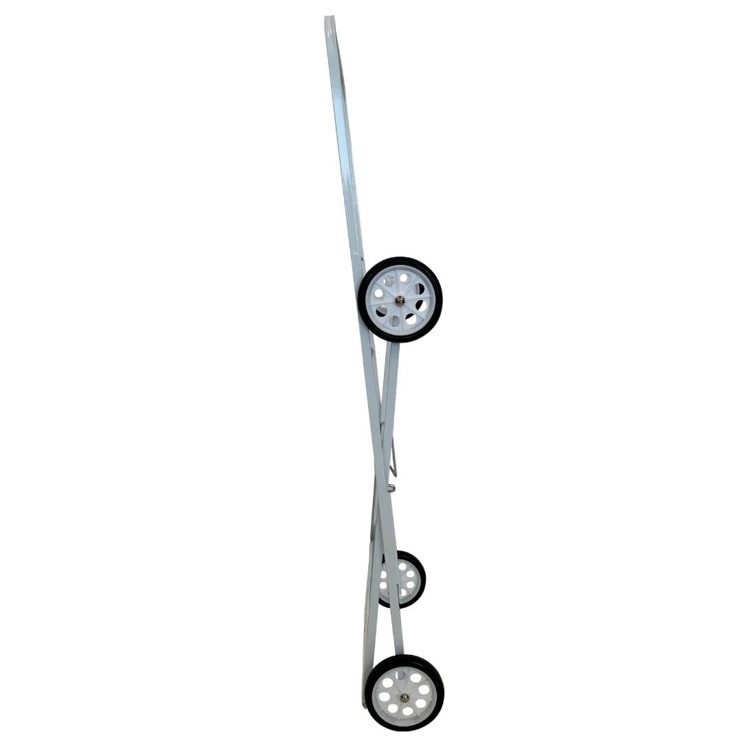 abc HOME | Wäschekorbwagen Klappbar mit Rollen – 92 cm Hoch – Mobiles Wäschekorbgestell aus Metall – Weißer Haushaltswagen mit Ablagefläche