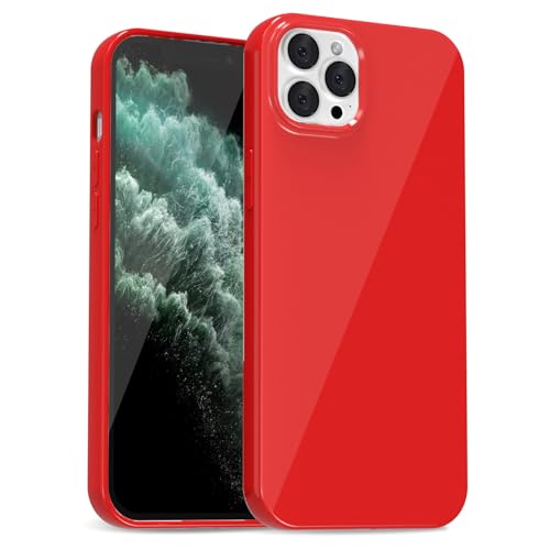 uvcoat for iPhone 11 Pro Max Case Silicone, Glossy Cute Jelly Soft Rubber Gel Protective Plastic Phone Case, Thin Ultra Slim Plain Solid Color Cover for Women, Red