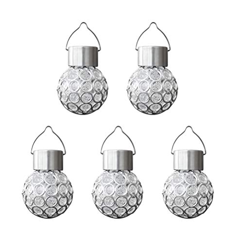 Osaladi Lot de 5 lampes à suspendre en forme de boule Blanc