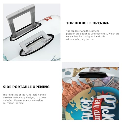 Travel Around The World Luggage Cover Washable Elasticated Luggage Covers for Suitcase TSA Approved Stylish Scratch Resistant Luggage Case Protector4