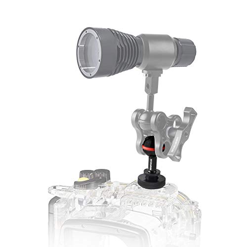 Minifocus 1'' Ball Clamp Mount With Cold Shoe Ball Mount Head Base Adapter Connector For Diving Light Arm Underwater Camera Waterproof Housings Case Video/Flash/Strobe Hot Shoes #TOP1
