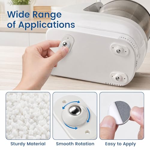 Self Adhesive Caster Wheels, 360° Swivel Casters for Furniture, Mini Roller Wheels with Strong Adhesive Tape, Universal Small Casters for Moving Boxes Cabinets Plant Stands (Black, 8PCS) — view 6
