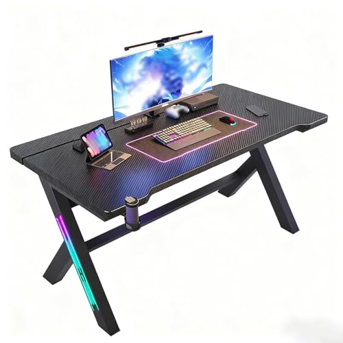 ZEOPLE �p�\�R���f�X�N �e�����[�N�f�X�N �� pc�f�X�N �J�[�{���t�@�C�o�[�d�グ�̖��C�ށA�J�b�v�z���_�[�ƃw�b�h�z���t�b�N�t�� �Q�[�~���O�f�X�N ���f�X�N�ݑ�Ζ� ���őg���ȒP ������� ���� �Q�[���X�^�W�I�ɍœK(��,100x75x75cm)