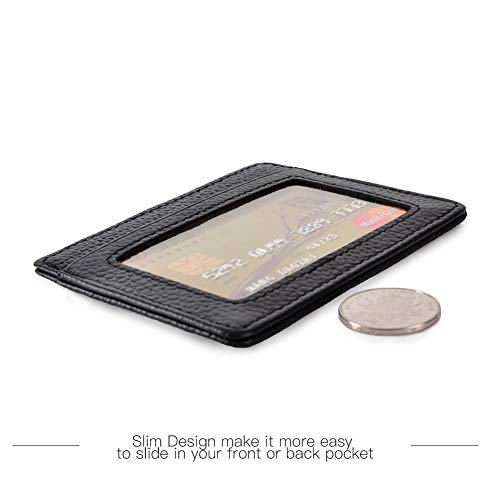 Credit Card Holder Slim Wallet Leather Minimalist Wallet with ID Window (black)3