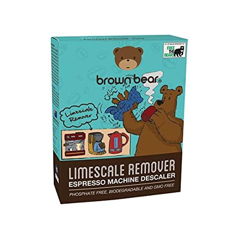 Descaler For Coffee Machines - 4 Pack of 25g Sachets Makes 1L - Safe for Espresso Machines - Milk Frothers - Kettles - Effective Against for Hard Water Limescale - Brown Bear Coffee Cover