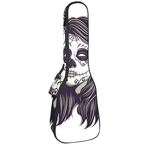 Sac à dos ukulélé de concert rembourré housse de rangement soprano tête de mort mexicaine