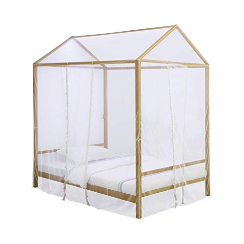 Coaster Home Furnishings Altadena Full Bed With Led Lighting Canopy, Matte Gold And White (305773F) #TOP25