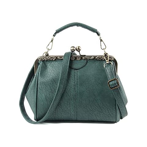 LUI SUI Women Retro Handbags Ladies Top Handle Bags PU Leather Stylish Kiss Lock Shoulder Bags Purse Cover