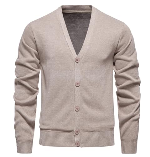 Men Sweater Cardigan Business Casual Classic V-Neck Solid Color Cardigan Knitwear Sweater3