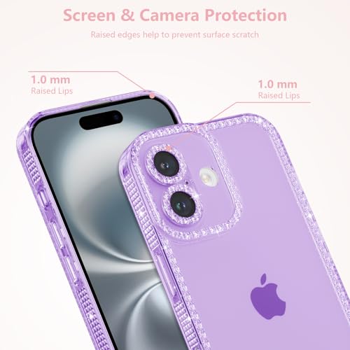 Coque iPhone 16 violette paillettes protection silicone TPU souple