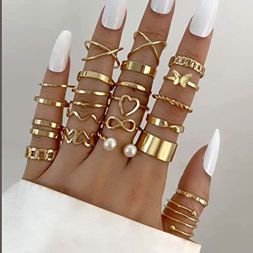 30 Pcs Gold Knuckle Rings Set For Women Girls, Gold Hollow Carved Stacking Rings Pack For Gift, Bohemian Rings For Teen Girls #TOP2