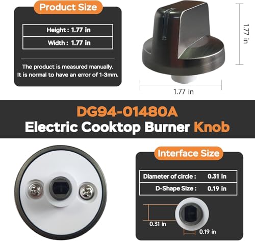 （5 Pcs） DG94-01480A for Samsung Stove Knob Replacement Parts, Compatible with Samsung Smart Electric Cooktop Burner NZ36K6430RG/AA-00,NZ30K6330RG/AA-00,NZ30K6330RS/AA-00,NZ36K6430RS/AA-00 by SOXIFIT - Used condition - Image 5
