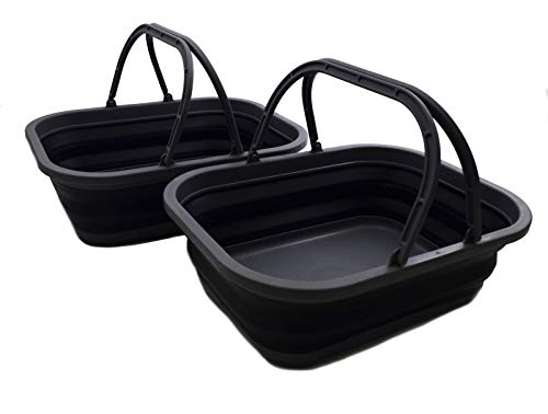 SAMMART 12L Collapsible Tub with Handle, Portable Outdoor Picnic Basket/Crater, Foldable Shopping Bag