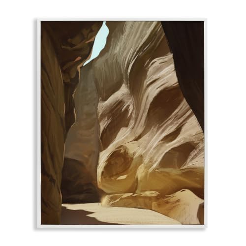 Stupell Industries Sandy Desert Cliffs Peaceful Arid Canyon Landscape Framed Wall Art, Design By Ziwei Li, 24 x 30, White Framed