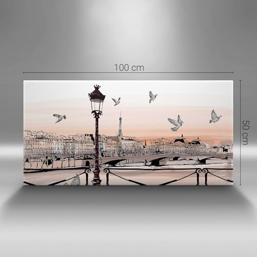 Image sur Toile 120x60cm Coucher de Soleil sur la Seine Wallfluent - 4