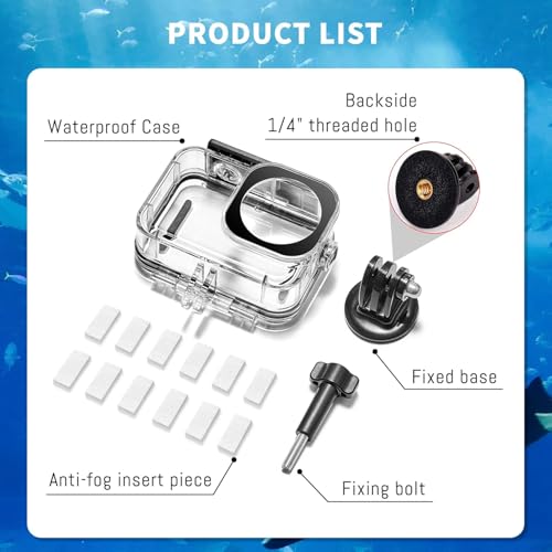 Image of ADOFYS Action 6 Waterproof Case for DJI Osmo Action 6 Camera, with Anti-Fog Underwater Housing Shell Cage Supports 60M /196FT Deep Diving Scuba Snorkeling Swimming with Quick Release Screw.