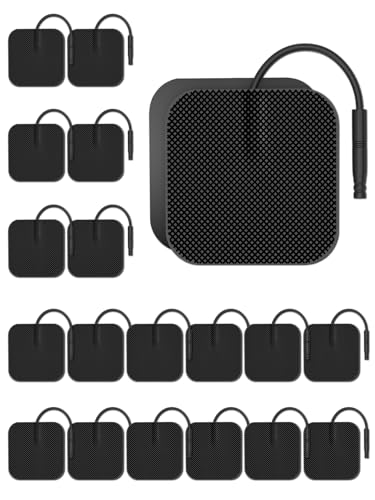 20Pack TENS Unit Electrode Pads with Reusable Self-Adhesive Performance, BHK-TENS Replacement Pads Compatible with TENS 7000/ TENS 3000/ AUVON/Neocarbon/TENKER, Eelectrodes Use 2mm Lead Wires