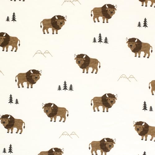 Image of Hudson Baby Unisex Baby Cotton Fitted Crib Sheet, Wild Buffalo, One Size
