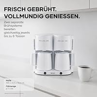 Severin Duo Filterkaffeemaschine mit Thermokanne, Kaffeemaschine für bis zu 16 Tassen, ansprechende Filtermaschine mit 2 Isolierkannen, weiß, 2 Liter, 2.000 W, KA 9314 – Ansicht 2