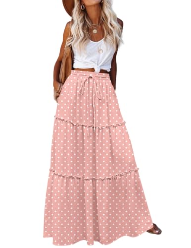 Zeagoo Skirts for Womens 2026 Tiered Midi Skirt Summer Boho Skirts