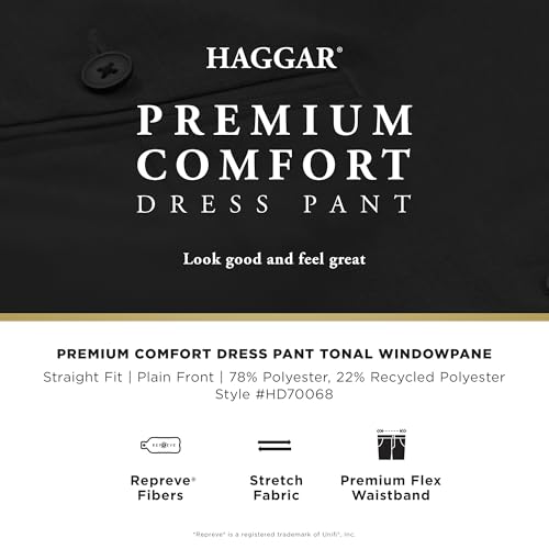 Haggar Men's Straight Fit Premium Comfort Dress Pant Blue — view 5