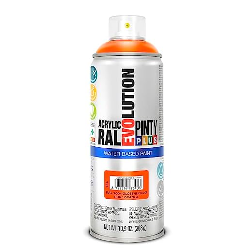 PINTYPLUS Pintura EN Spray Evolution Water-Based 520CC RAL 2004 Naranja Puro