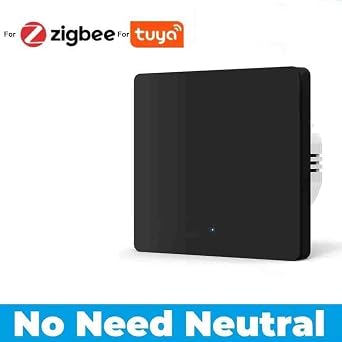 GLOBALHUT for ZIGBEE Smart Light Switch 1 Gang, No Neutral Wire Required, for TUYA App Remote Control, Voice Control Compatible with for ALEXA, Wall Push Button for Home Lighting, White(Black)