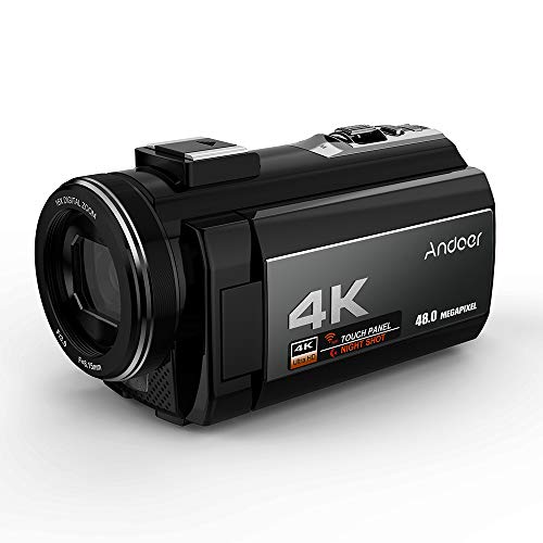 Miaoqian Câmera de vídeo digital portátil 4K 48MP WiFi com microfone externo e lente grande angular