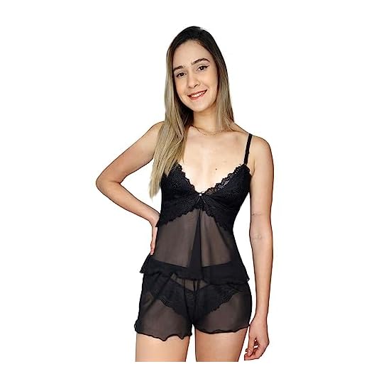 Baby Doll Feminino Alcinha Ajuste Calcinha Sensual Rendada Tamanho:G;Cor:Preto