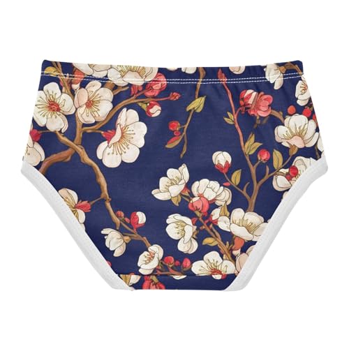 Bright Toddler Underwear Custom 2t Cotton Little Girl Panties Cherry Blossom Flowers Dark Kids Undies Briefs2