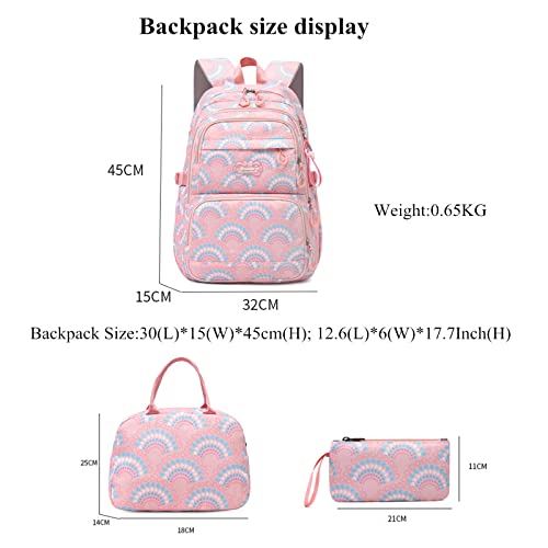 Mfikaryi Elementary School Backpack For Girls,Waterproof Student Bookbag With Lunch Box And Pencil Case #TOP2