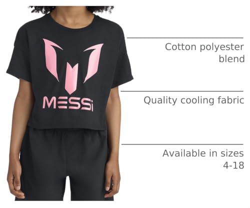 Image of Messi Girls' Lifestyle Short Sleeve T-Shirt, Slim-fit Graphic Tee