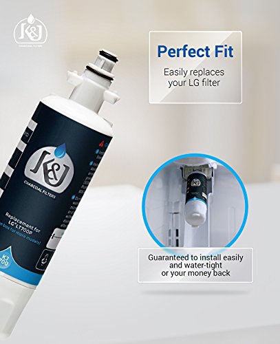 K&J Replacement Lg Lt700P Compatible Refrigerator Water Filters - Lg Water Filter Comparable Replacements For Lt700P, Adq36006101, Kenmore 46-9690, Nsf 42 Certified (3 Pack) #TOP3