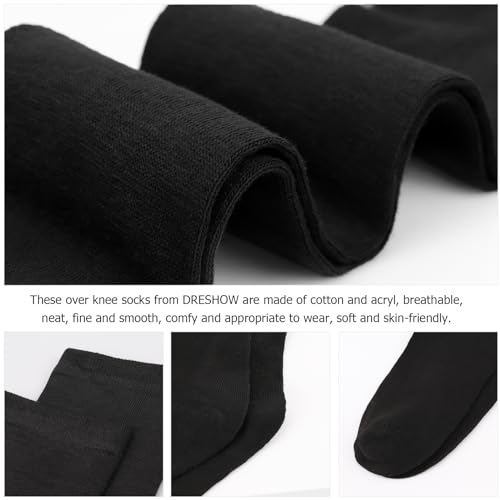 Image of DRESHOW Extra Long High Thigh Socks Striped Over Knee Thin Tights Long Stocking
