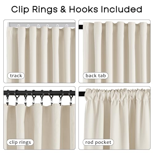 Light Beige Polished Blackout Curtains 96 Inch Long, Modern Elegant Look Pleated Drapes for Living Room Bedroom Floor to Ceiling or Track System Haning, 2 Panel Set by PANELSBURG - Image 3