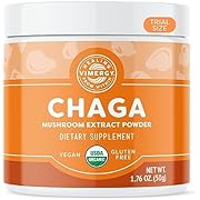 Vimergy USDA Organic Wild Chaga Mushroom Extract Powder, 33 Servings – Ideal in Chaga Tea, Coffee, Smoothies – Cardiovascular Support - Kosher, Vegan, No Gluten, Paleo - Pure Chaga, No Fillers (50g)