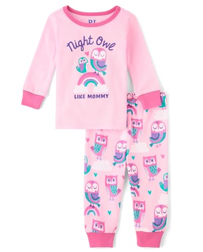 The Children's Place Baby Girl's and Toddler Long Sleeve Top and Pants Snug Fit 100% Cotton 2 Piece Pajama Set