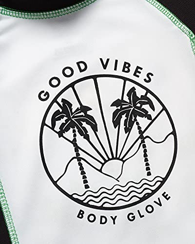 Body Glove Toddler Baby Boys\' Rash Guard Set - 4 Piece UPF 50+ Short Sleeve Swim Shirt and Bathing Suit Swimsuit Set, Size 4T, Navy/White Palm Trees - Thumbnail 2