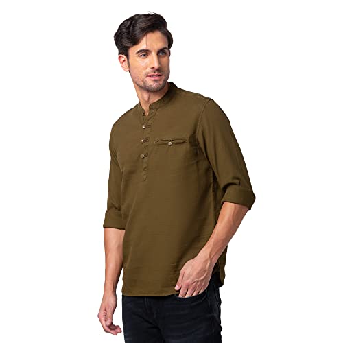 Image of Spykar Men's Slim Fit N /A Full Sleeve Solid Casual Shirts