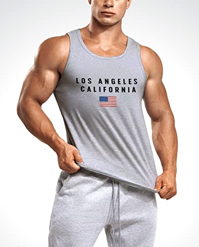 Neverless Herren Tank-Top Bedruckt Schriftzug California Los Angeles USA Amerika Flagge Muskelshirt Funktioneller Fashio