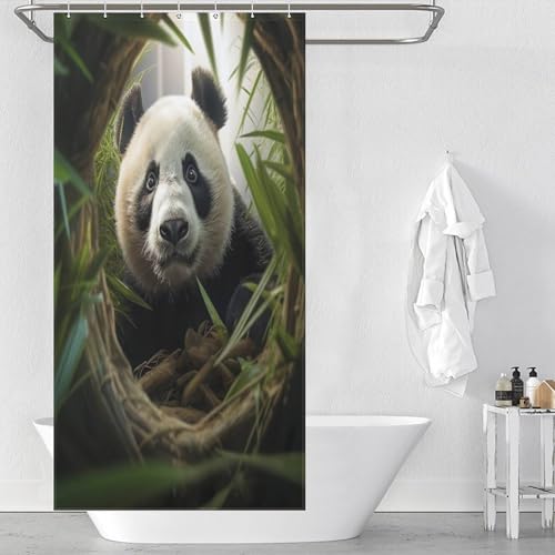 Rideau douche tissu panda imperméable pour stopper l'eau sur le carrelage