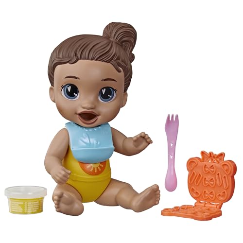 Baby Alive Dinnertime Creations, Brown Hair Doll with Play Food Accessories, 11 inches, Toys for 3+ Year Old Girls and Boys