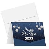 2023 Happy New Year – Blue Holiday Greetings Fold Over Cards & Envelopes, for Christmas and New Year