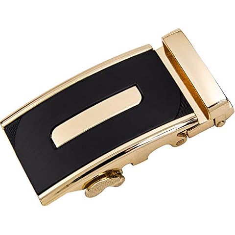 Barry.Wang Designer Gürtel Gold und schwarze Schnalle Nur 35MM Automatischer Schiebegürtel Cover