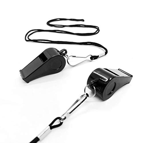 Silbatos plásticos negros con cordón set de 24 miniatura 4