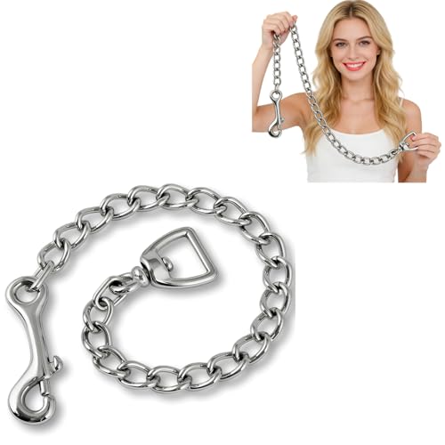 Heavy Duty Stud Chain for Horse & Large Dogs, 20IN Nickel Plated Training Leash with Easy-Clip Swivel, Professional Check Chain for Obedience & Behavior Correction,Chain Lead for Horses